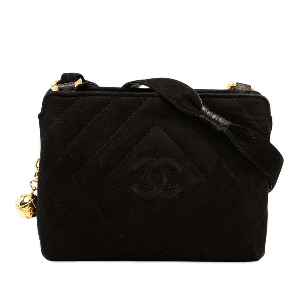 Pre-Loved Chanel CC Diamond Quilted Suede Crossbody - Picture 1 of 8